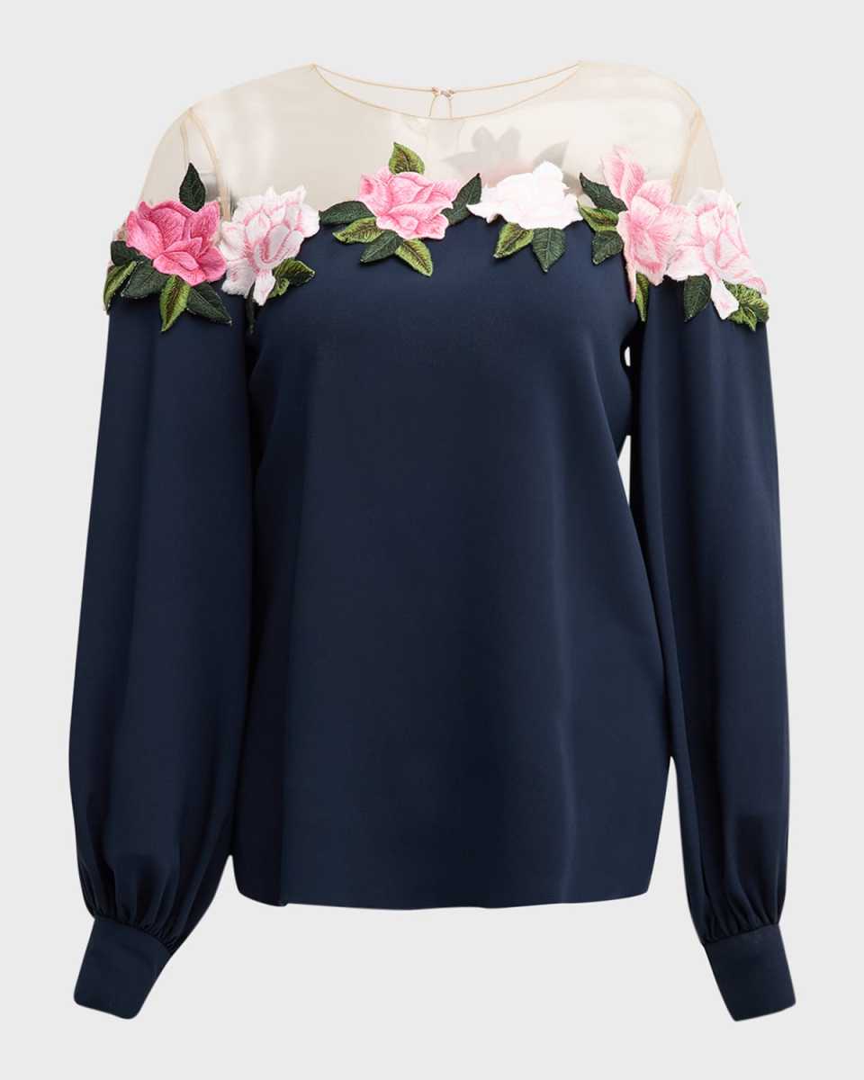 Gardenia Embroidered Illusion Blouse